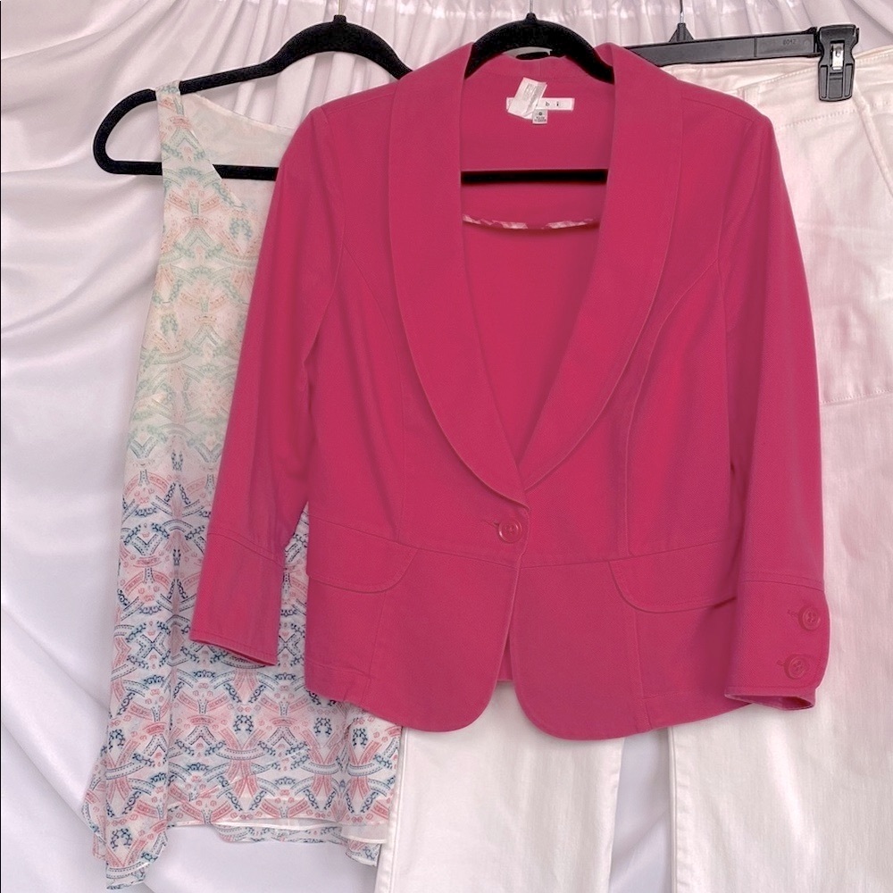 Bright Pink Shawl Collar Women's Blazer - Unknown Brand